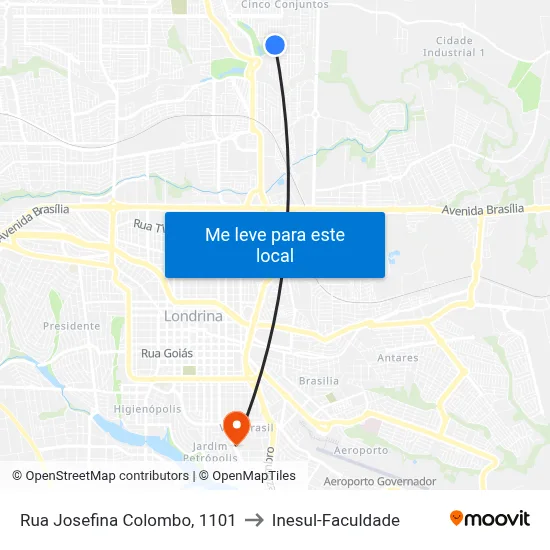 Rua Josefina Colombo, 1101 to Inesul-Faculdade map
