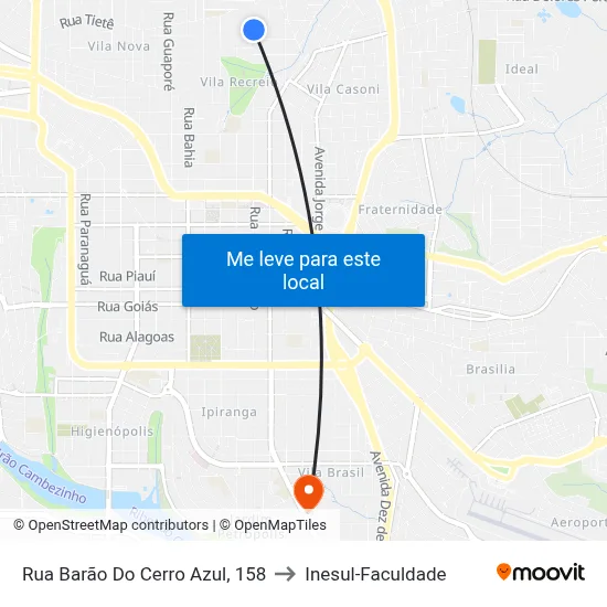 Rua Barão Do Cerro Azul, 158 to Inesul-Faculdade map