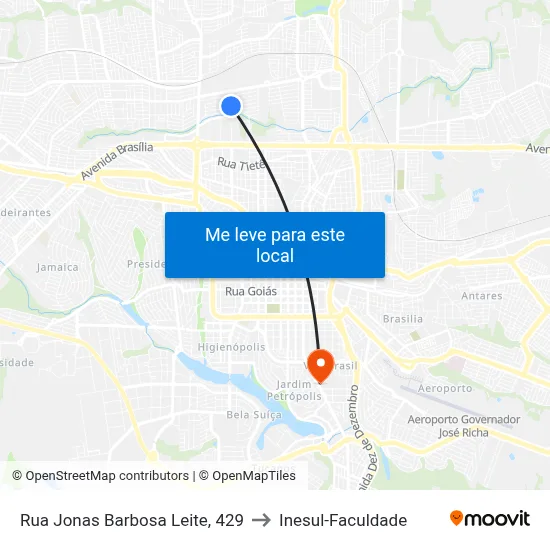 Rua Jonas Barbosa Leite, 429 to Inesul-Faculdade map