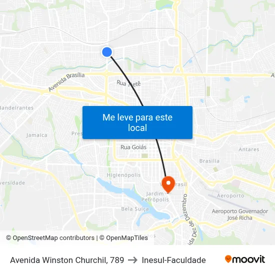 Avenida Winston Churchil, 789 to Inesul-Faculdade map