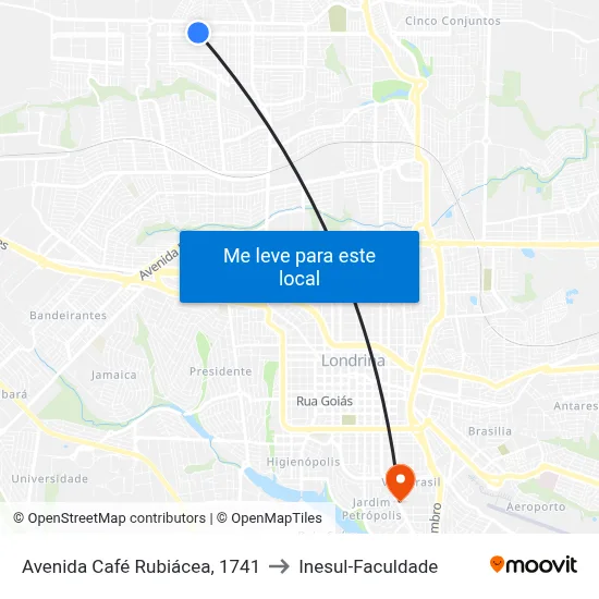 Avenida Café Rubiácea, 1741 to Inesul-Faculdade map
