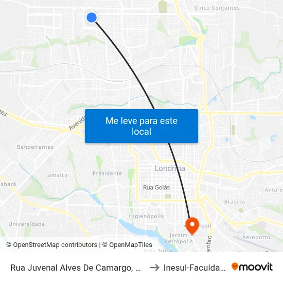 Rua Juvenal Alves De Camargo, 321 to Inesul-Faculdade map