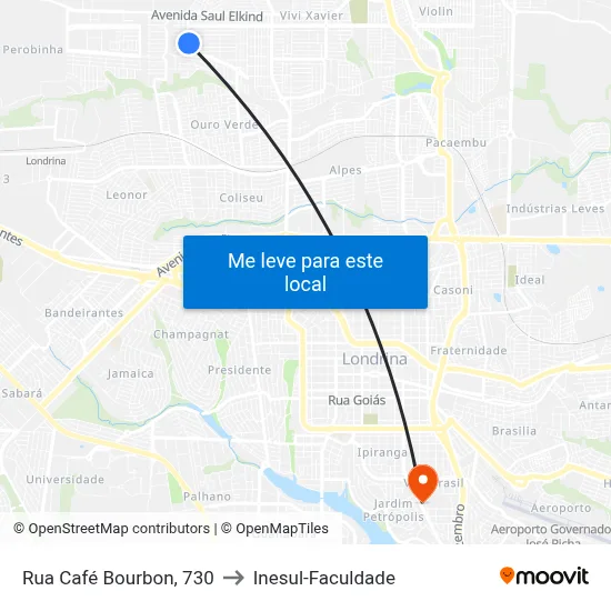 Rua Café Bourbon, 730 to Inesul-Faculdade map