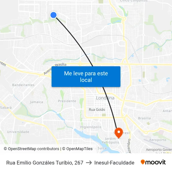 Rua Emílio Gonzáles Turíbio, 267 to Inesul-Faculdade map