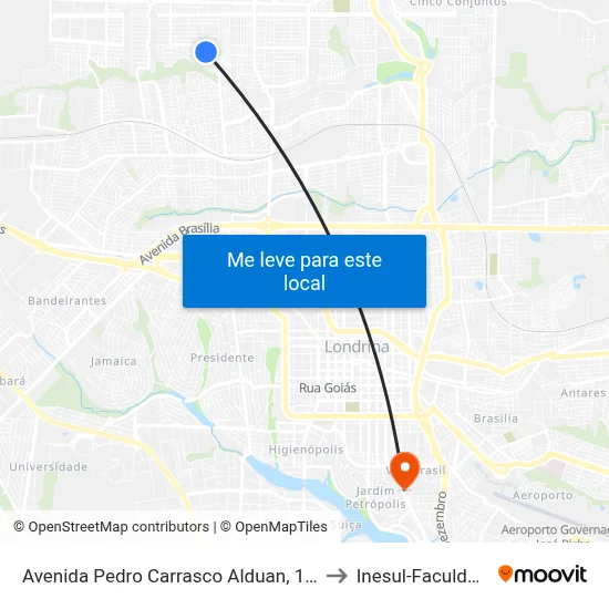 Avenida Pedro Carrasco Alduan, 1255 to Inesul-Faculdade map