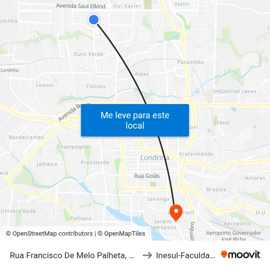 Rua Francisco De Melo Palheta, 473 to Inesul-Faculdade map