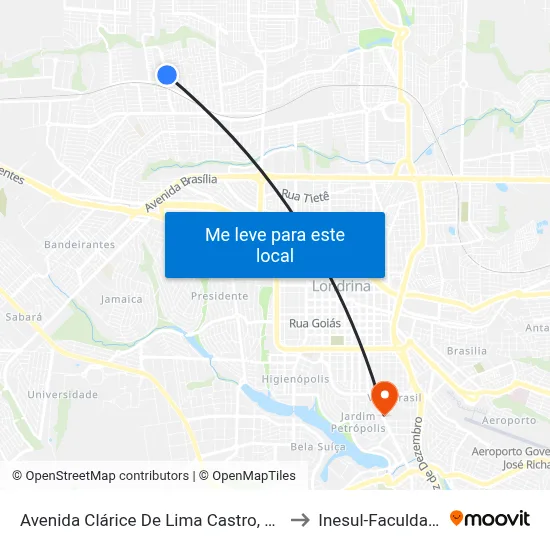 Avenida Clárice De Lima Castro, 290 to Inesul-Faculdade map