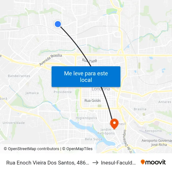 Rua Enoch Vieira Dos Santos, 486-546 to Inesul-Faculdade map