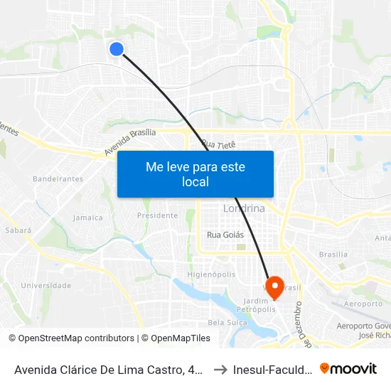 Avenida Clárice De Lima Castro, 441-495 to Inesul-Faculdade map