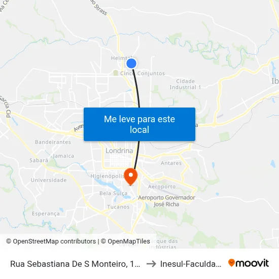Rua Sebastiana De S Monteiro, 107 to Inesul-Faculdade map