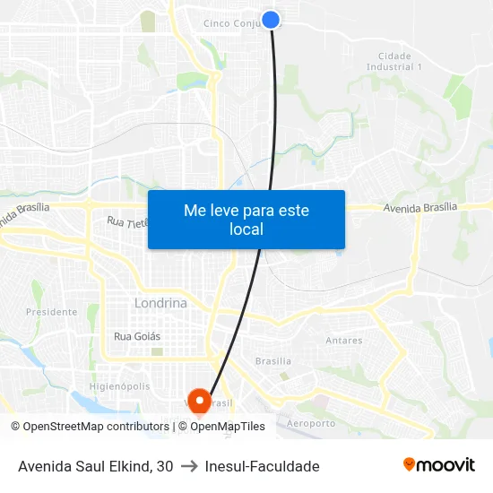 Avenida Saul Elkind, 30 to Inesul-Faculdade map