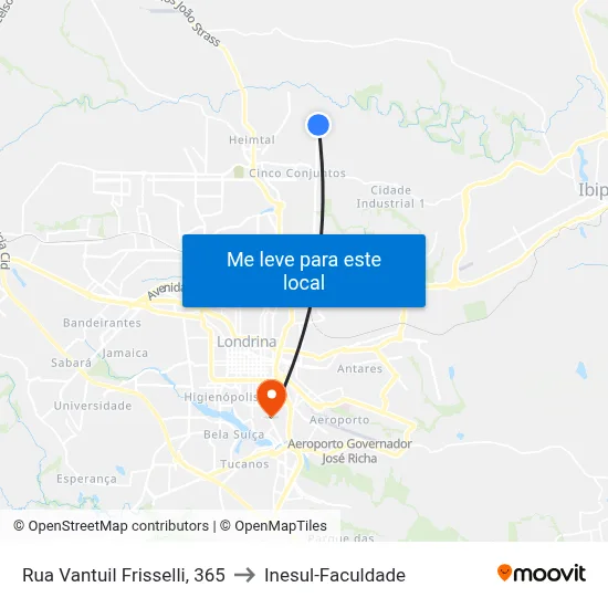Rua Vantuil Frisselli, 365 to Inesul-Faculdade map