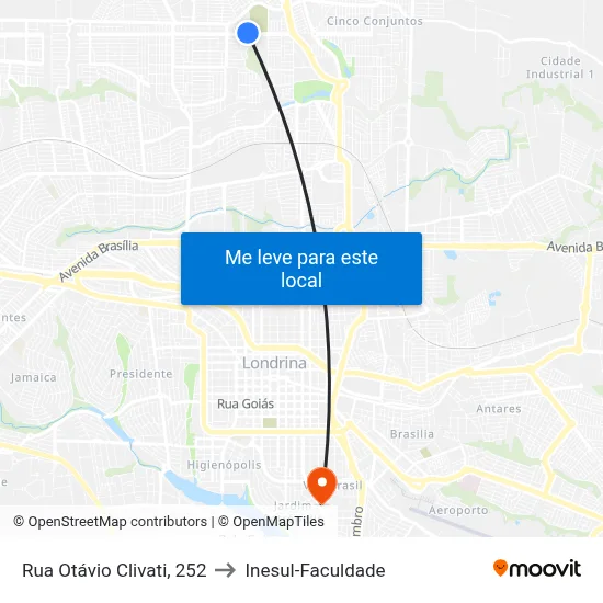 Rua Otávio Clivati, 252 to Inesul-Faculdade map