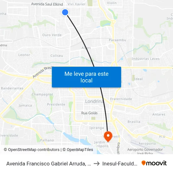 Avenida Francisco Gabriel Arruda, 1097 to Inesul-Faculdade map