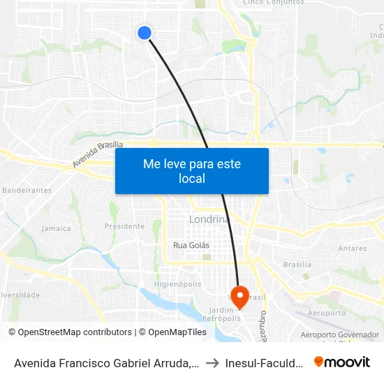 Avenida Francisco Gabriel Arruda, 655 to Inesul-Faculdade map