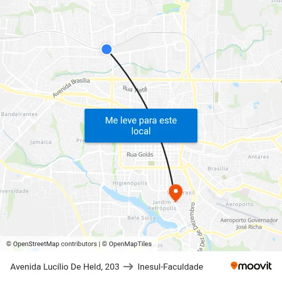 Avenida Lucílio De Held, 203 to Inesul-Faculdade map