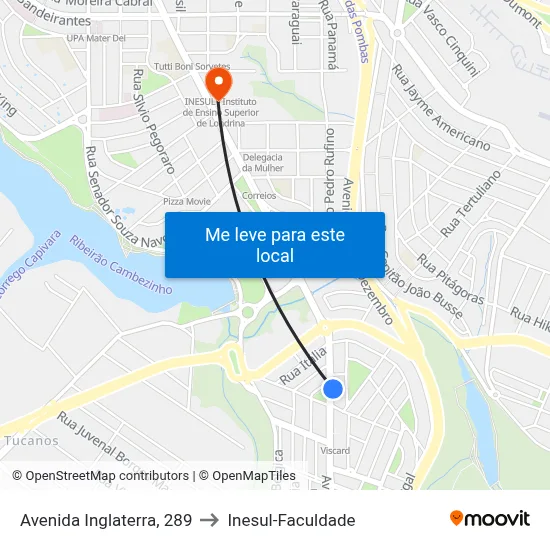 Avenida Inglaterra, 289 to Inesul-Faculdade map