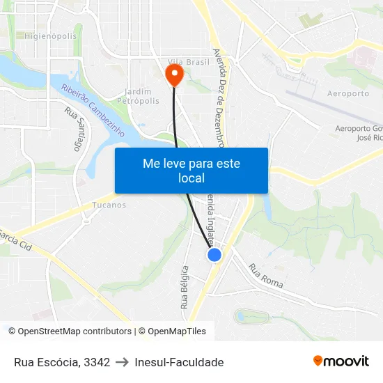 Rua Escócia, 3342 to Inesul-Faculdade map