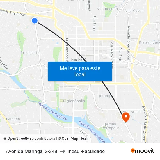 Avenida Maringá, 2-248 to Inesul-Faculdade map
