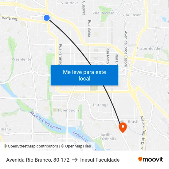 Avenida Rio Branco, 80-172 to Inesul-Faculdade map