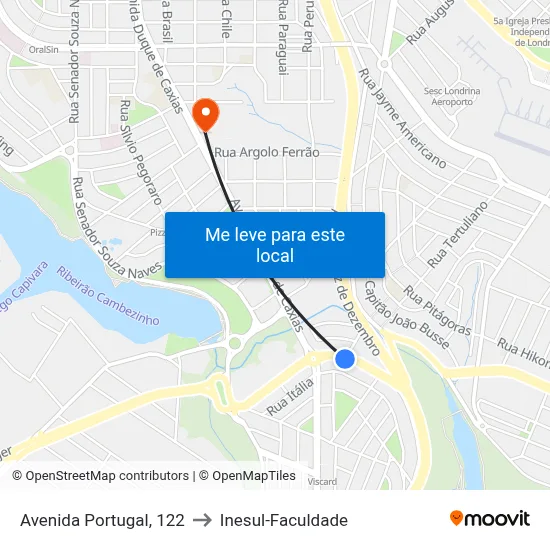 Avenida Portugal, 122 to Inesul-Faculdade map