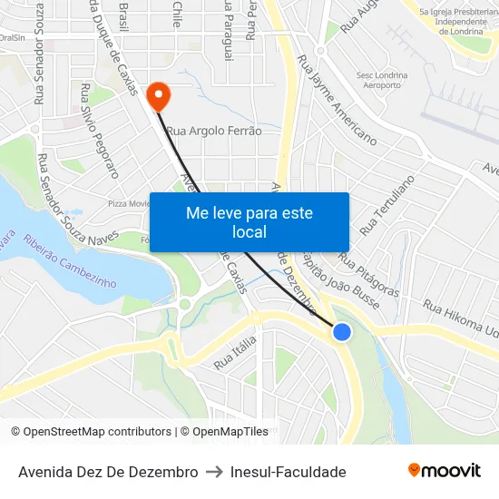 Avenida Dez De Dezembro to Inesul-Faculdade map