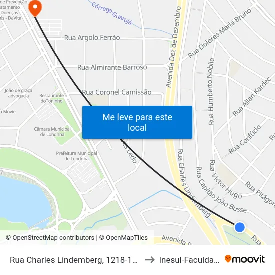 Rua Charles Lindemberg, 1218-1432 to Inesul-Faculdade map