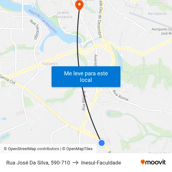 Rua José Da Silva, 590-710 to Inesul-Faculdade map