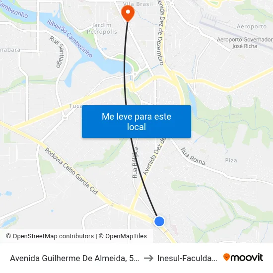 Avenida Guilherme De Almeida, 549 to Inesul-Faculdade map