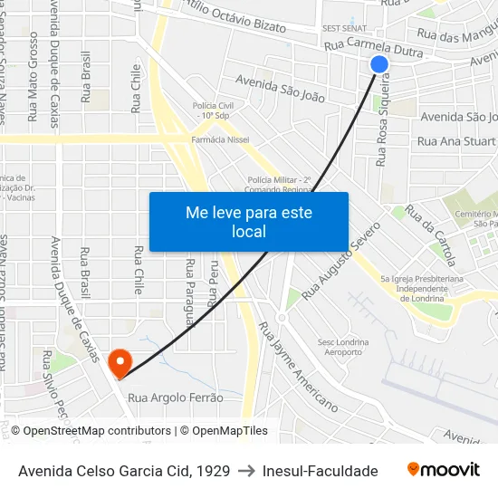 Avenida Celso Garcia Cid, 1929 to Inesul-Faculdade map