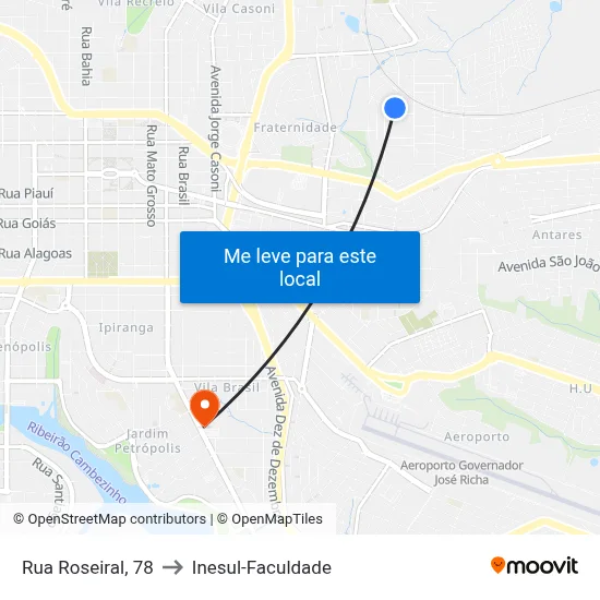 Rua Roseiral, 78 to Inesul-Faculdade map