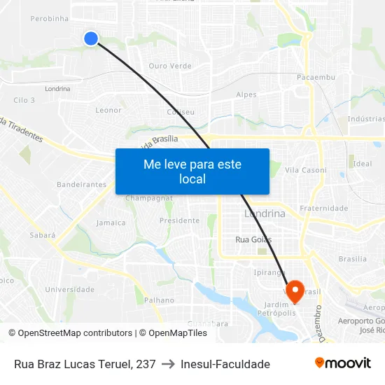 Rua Braz Lucas Teruel, 237 to Inesul-Faculdade map