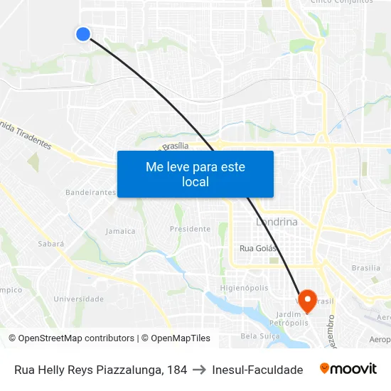 Rua Helly Reys Piazzalunga, 184 to Inesul-Faculdade map
