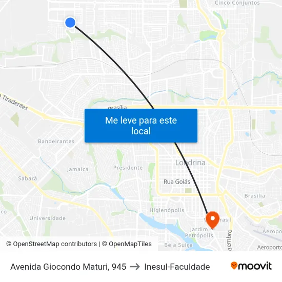 Avenida Giocondo Maturi, 945 to Inesul-Faculdade map