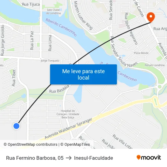 Rua Fermino Barbosa, 05 to Inesul-Faculdade map