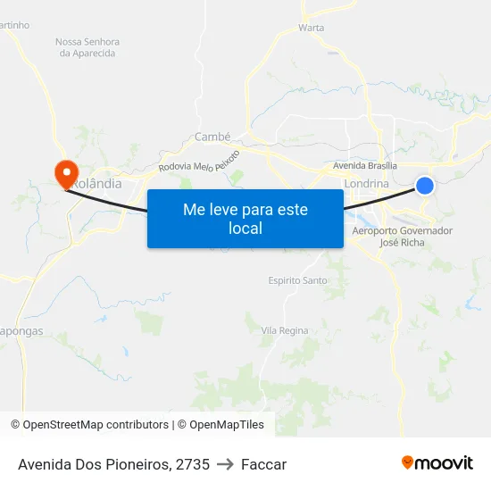 Avenida Dos Pioneiros, 2735 to Faccar map