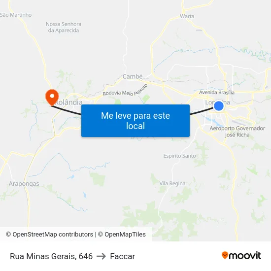 Rua Minas Gerais, 646 to Faccar map