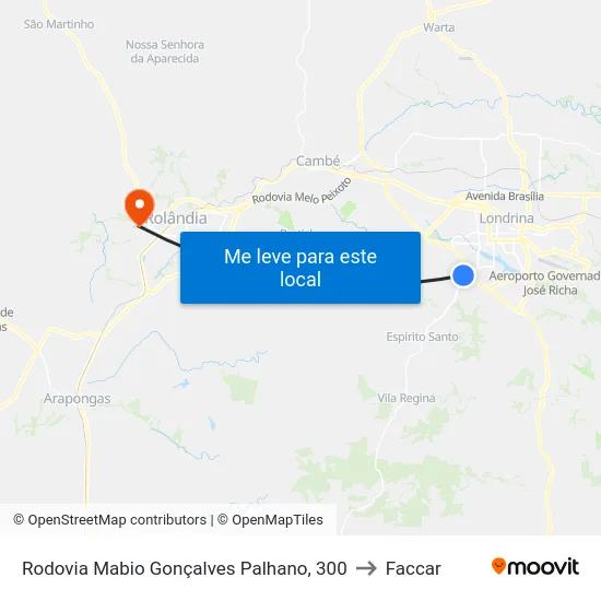 Rodovia Mabio Gonçalves Palhano, 300 to Faccar map