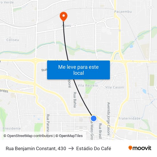 Rua Benjamin Constant, 430 to Estádio Do Café map
