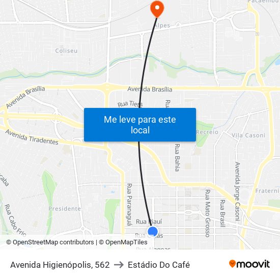 Avenida Higienópolis, 562 to Estádio Do Café map