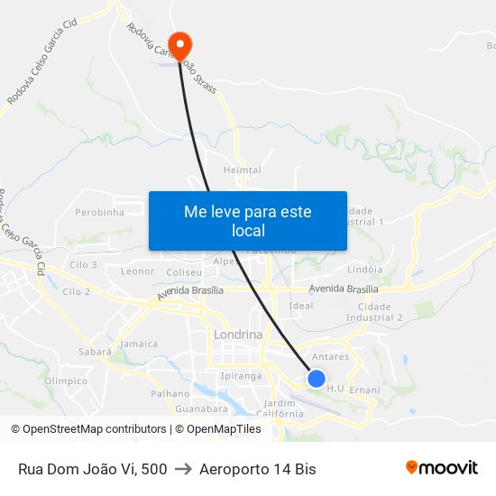 Rua Dom João Vi, 500 to Aeroporto 14 Bis map