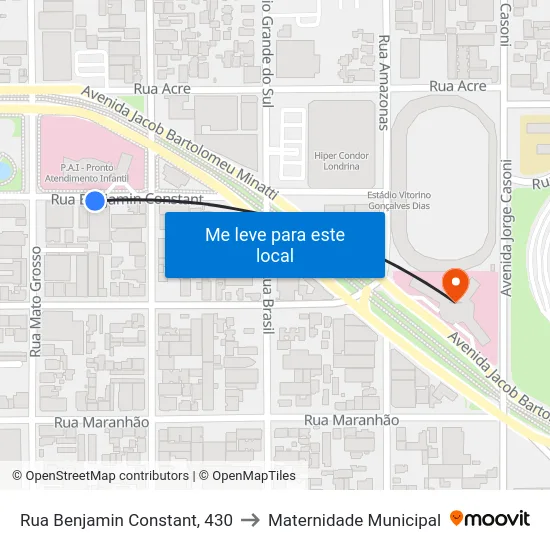 Rua Benjamin Constant, 430 to Maternidade Municipal map