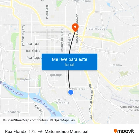 Rua Flórida, 172 to Maternidade Municipal map