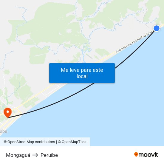 Mongaguá to Peruíbe map