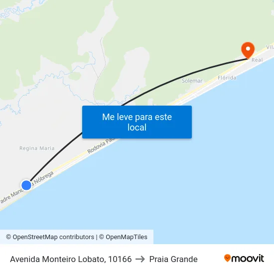 Avenida Monteiro Lobato, 10166 to Praia Grande map