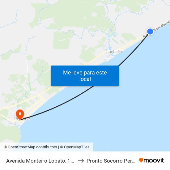 Avenida Monteiro Lobato, 10166 to Pronto Socorro Peruibe map