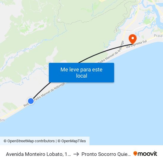 Avenida Monteiro Lobato, 10166 to Pronto Socorro Quietude map