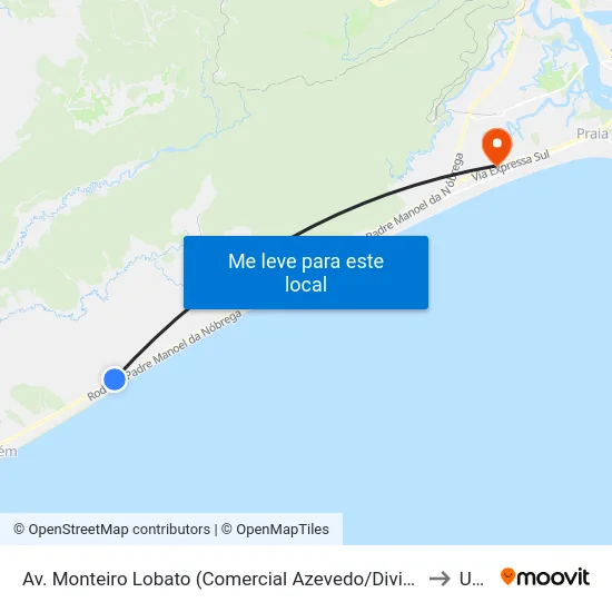 Av. Monteiro Lobato (Comercial Azevedo/Divisa) to Upa map