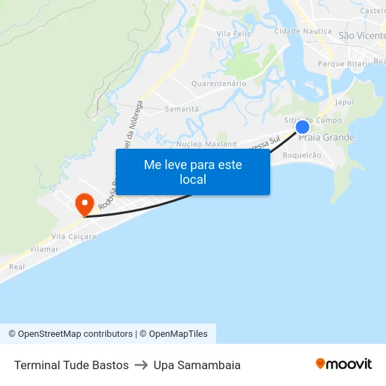 Terminal Tude Bastos to Upa Samambaia map