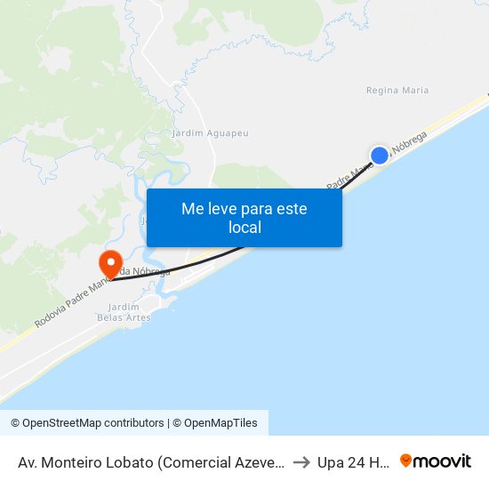 Av. Monteiro Lobato (Comercial Azevedo/Divisa) to Upa 24 Horas map